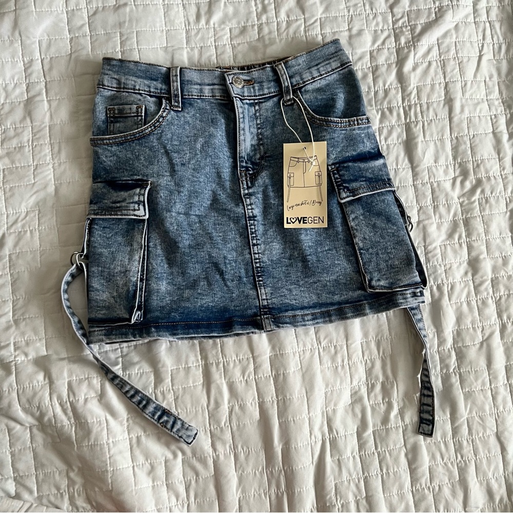 Cargo Denim Skirt S